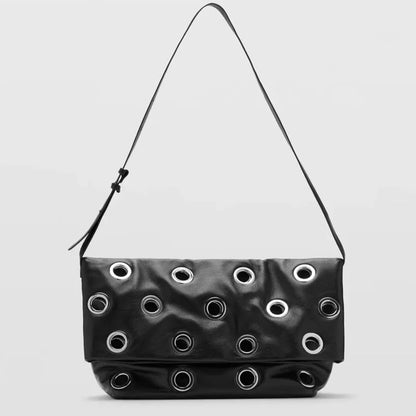 Shoulder Bag - Black Appliques Studded