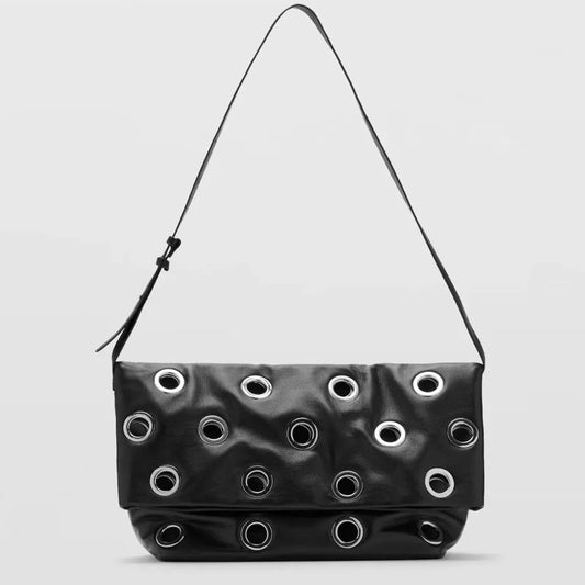 Shoulder Bag - Black Appliques Studded