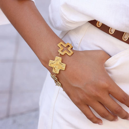Your World Babe Gold Cross Stainless Steel Bracelet - main product image