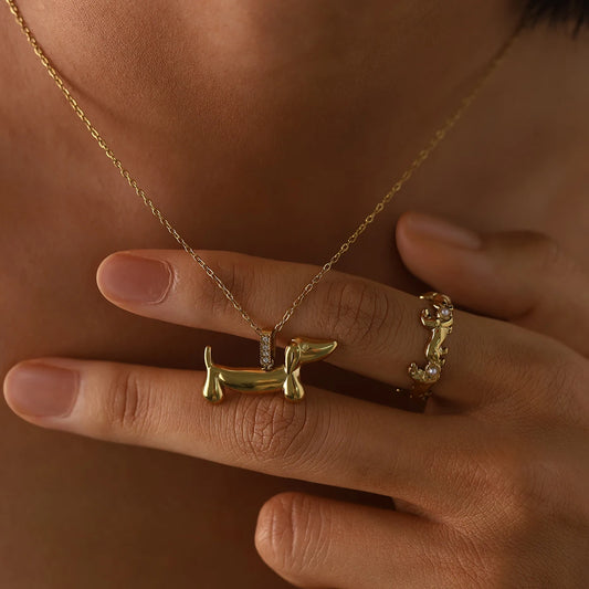 mini dachshund Stainless Steel Animal Necklace - main product image