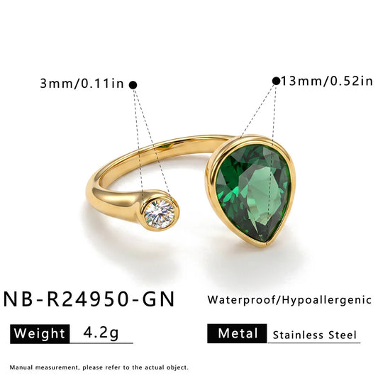 Pear Stone Open Ring