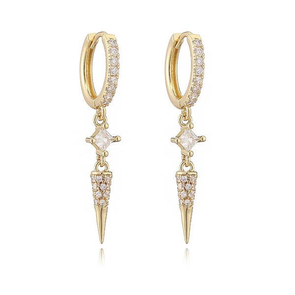 Zara Gold Water Drop Cone Stud Earrings