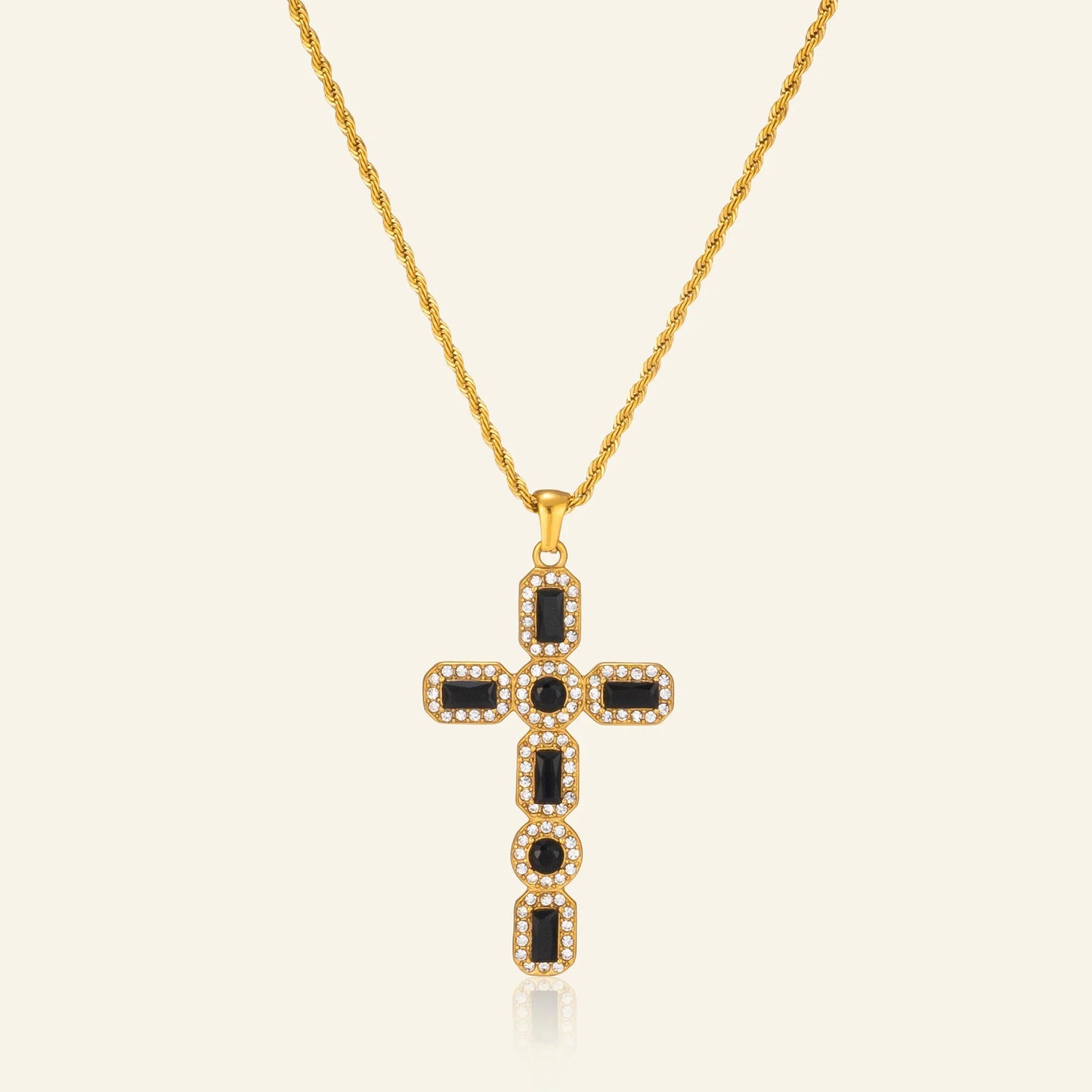 Black Cross Zircon Necklace
