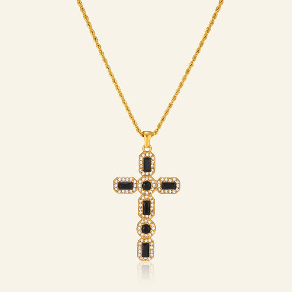 Black Cross Zircon Necklace