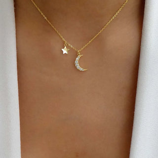 925 Moon CZ Charm Pendant Necklace