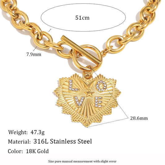 Elena Gold Plated Stainless Steel Heart Necklace Bracelet Set