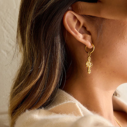 Culty Gold-Plated Cross Drop Earrings for Women