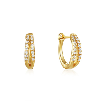 925 Sterling Silver Three Heart Blue White Zircon Hoop Earrings For Women 18k Gold Ins Fine Jewelry For Engagement Gift