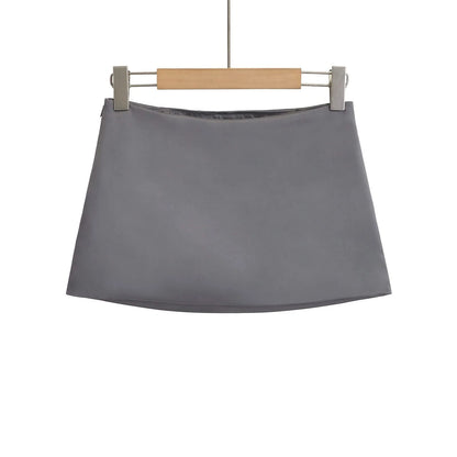 Y2K Black Satin Mini Skirt - Korean Summer Fashion