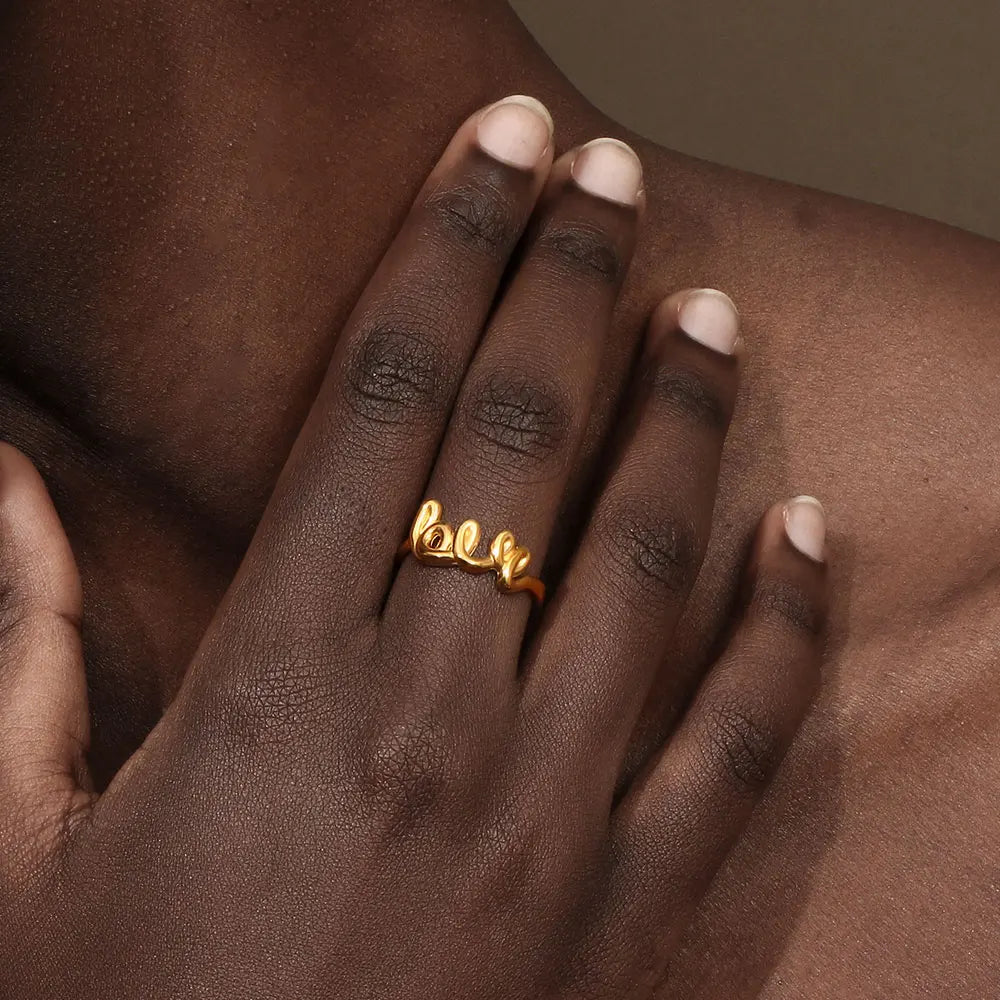 Ella Gold Love Ring Stainless Steel Wedding Band