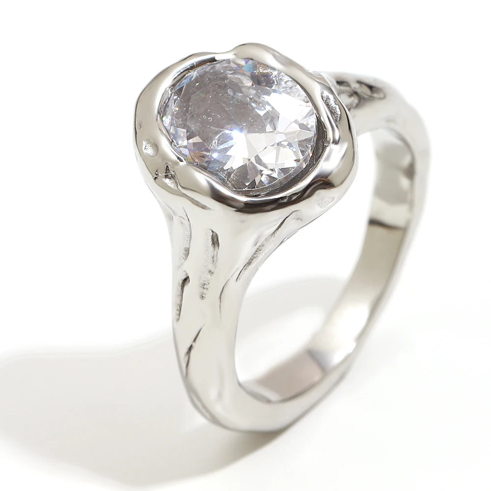 Zircon Stainless Steel Tarnish Free Ring