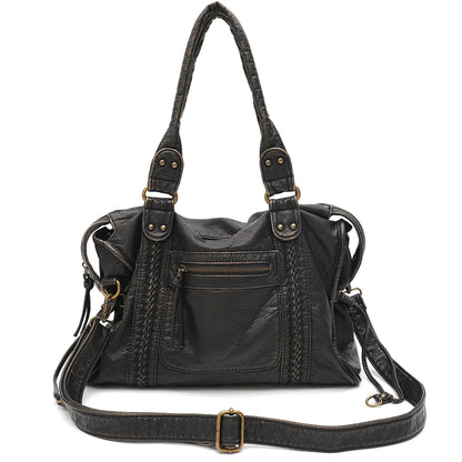 Washed PU Shoulder Tote Bag