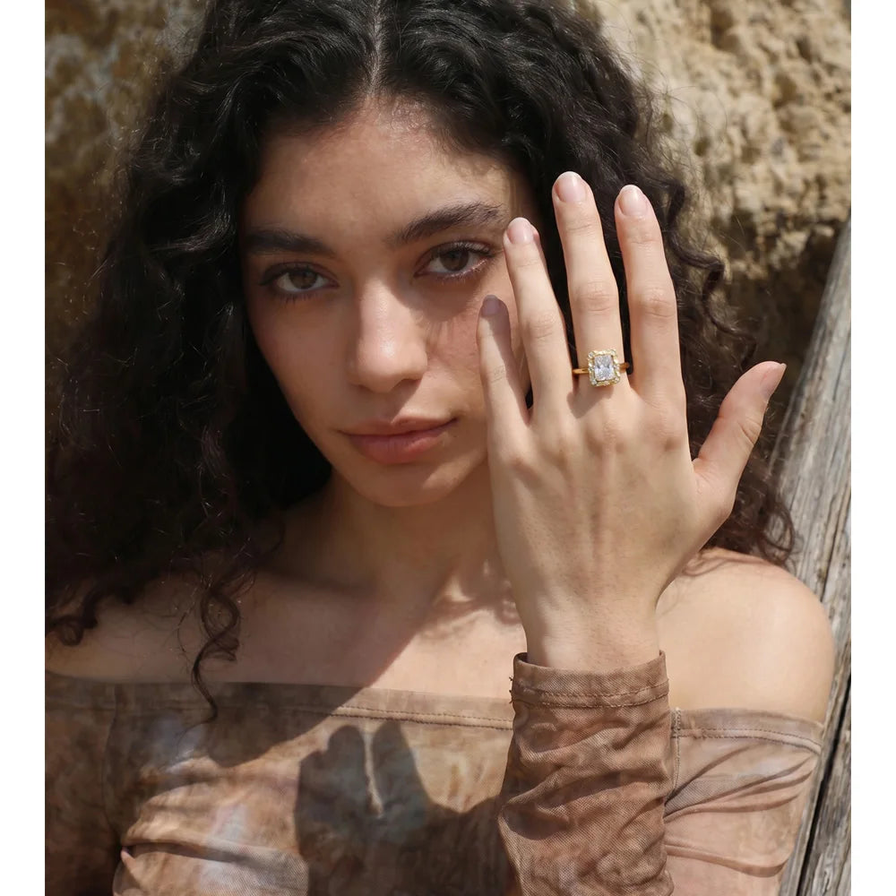 Rectangle Crystal Statement Ring