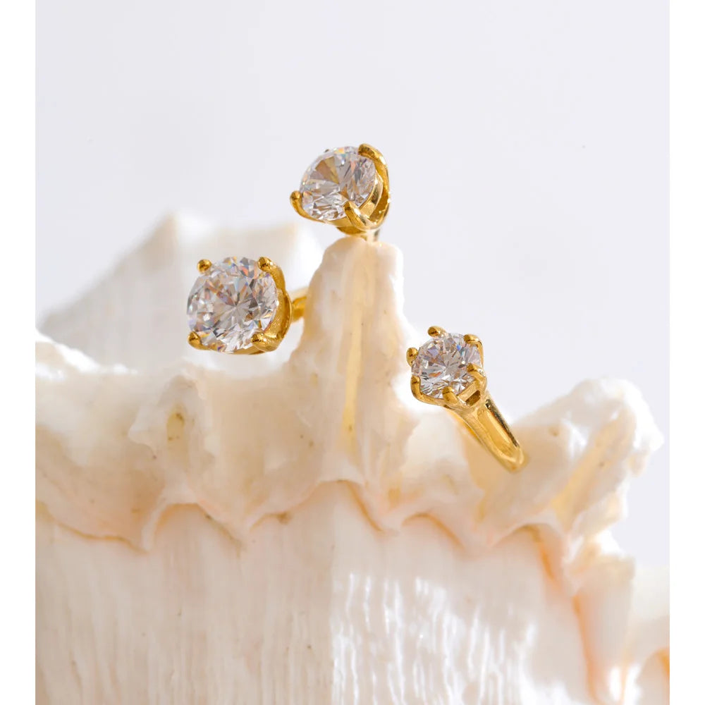 Lucie Cubic Zirconia Adjustable Ring Stainless Steel Gift