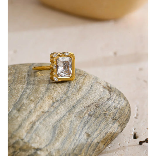 Rectangle Crystal Statement Ring