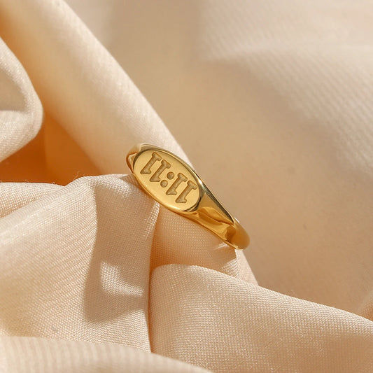 11:11 Angel Number Signet Ring - Elegant Women's Jewelry - additional view 5