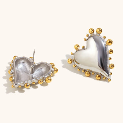 Mixed Color Heart-shaped Stud Earrings