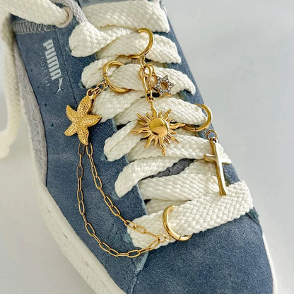 Sunflower Shoe Charm Earrings-Gold Plated, Rhinestone Hoops