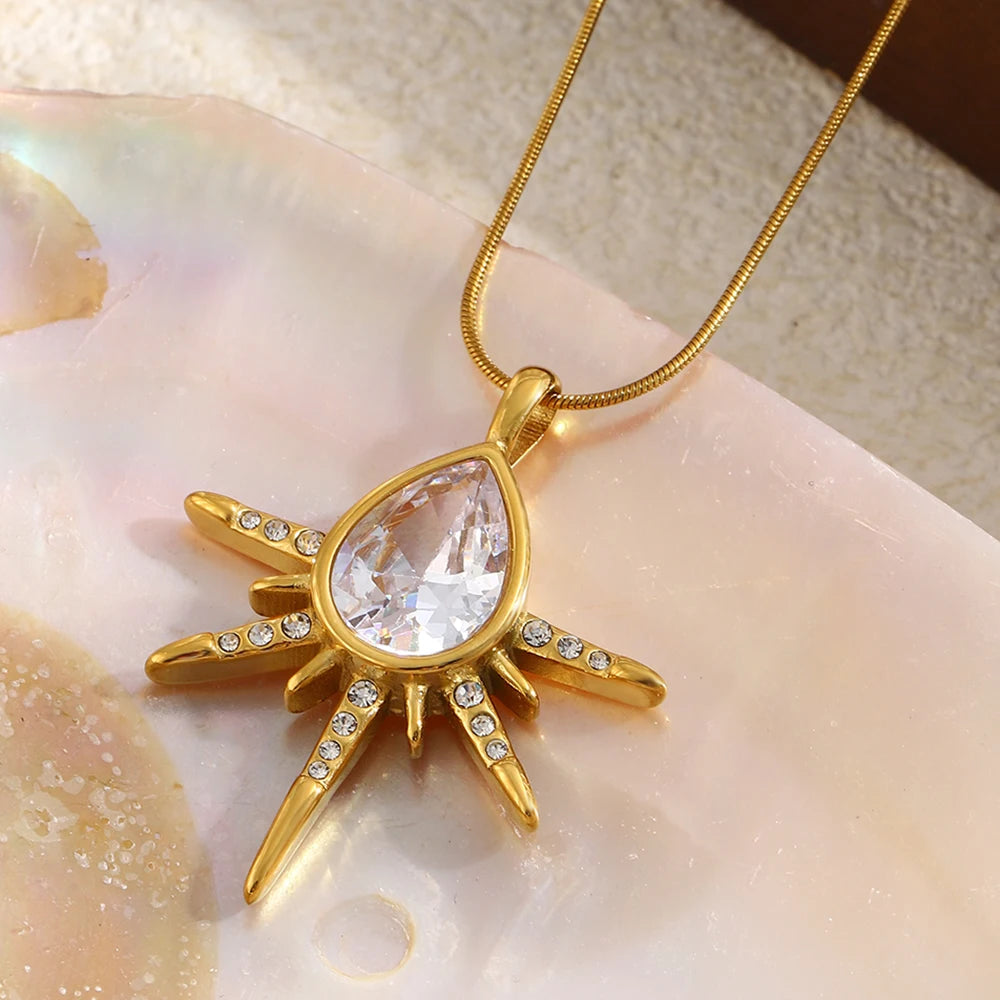 Starry Zircon Pendant Necklace