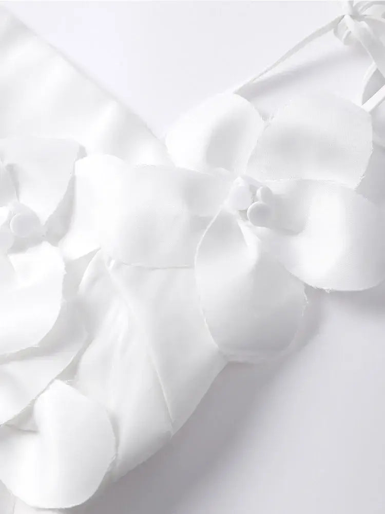 White 3D Flower Bralette