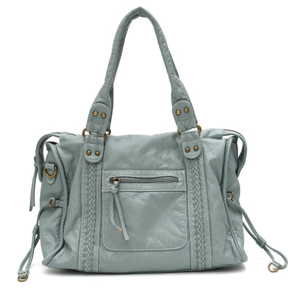 Washed PU Shoulder Tote Bag