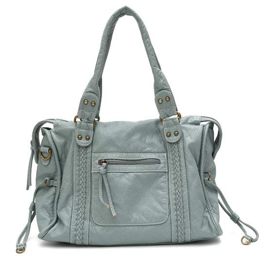 Washed PU Shoulder Tote Bag