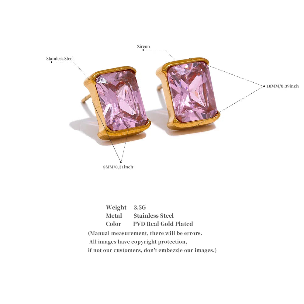 Size details of Square Stud Earrings