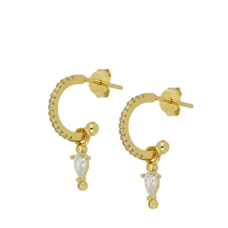 Gold silver color Stud Hoop Earrings for Women Cubic Zirconia Drop Earring Chain Circle earrings 20022 Jewelry