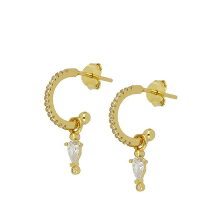 Gold silver color Stud Hoop Earrings for Women Cubic Zirconia Drop Earring Chain Circle earrings 20022 Jewelry