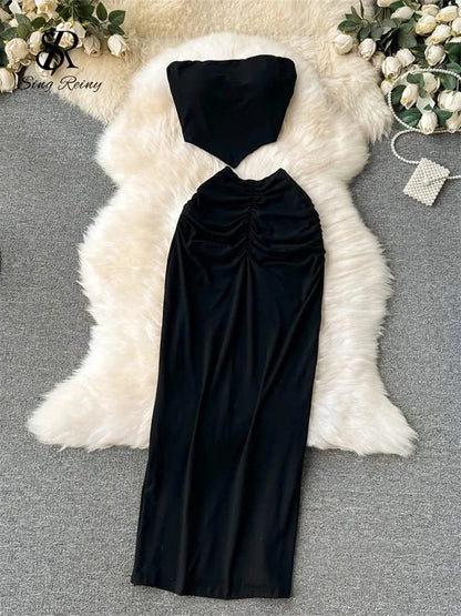 Conjunto playero sin tirantes – Brunch Chic y sexy