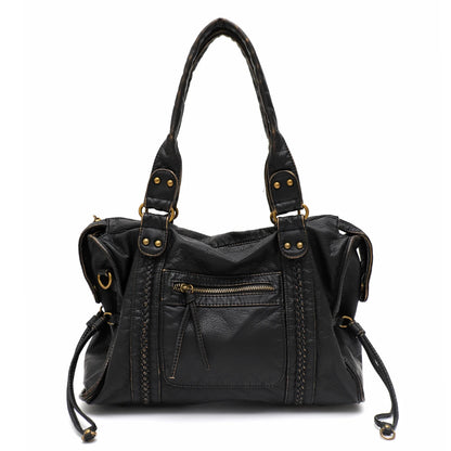 Washed PU Shoulder Tote Bag