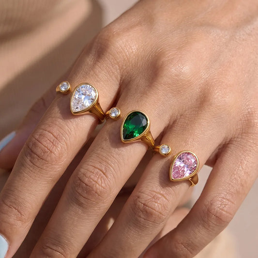 Pear Stone Open Ring