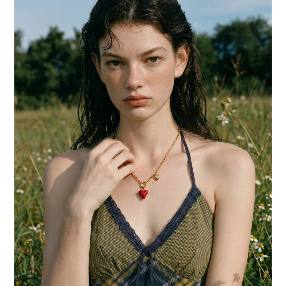 Enamel Heart Drop Necklace product image 4 of 16
