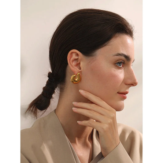 Geometric Stainless Steel Earrings - lifestyle photo