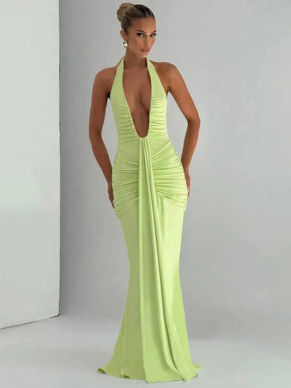 Dress - White V-Neck Sleeveless Maxi