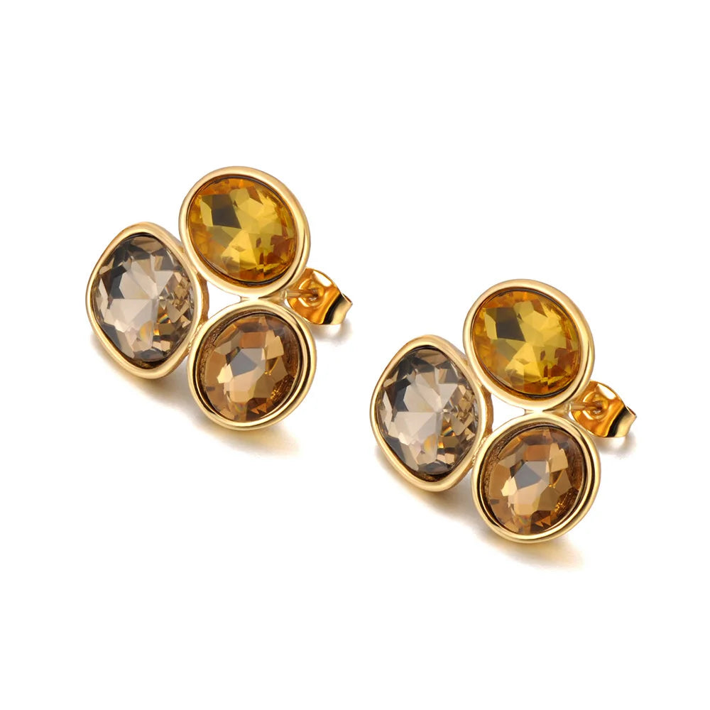 Stainless Steel Colorful Cubic Zirconia Stud Earrings - detail shot