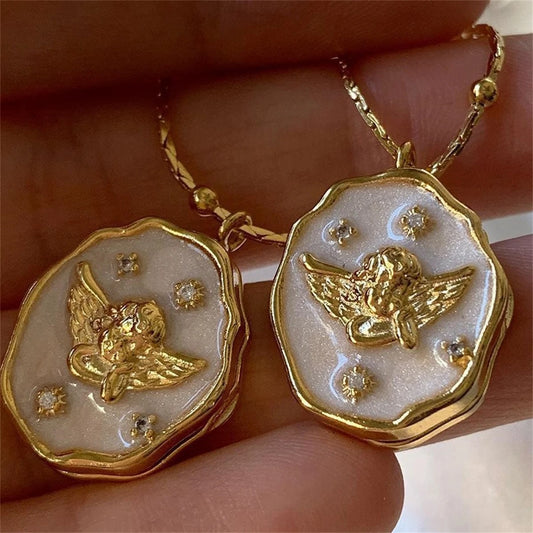 Angel Locket Necklace - model wearing necklaces