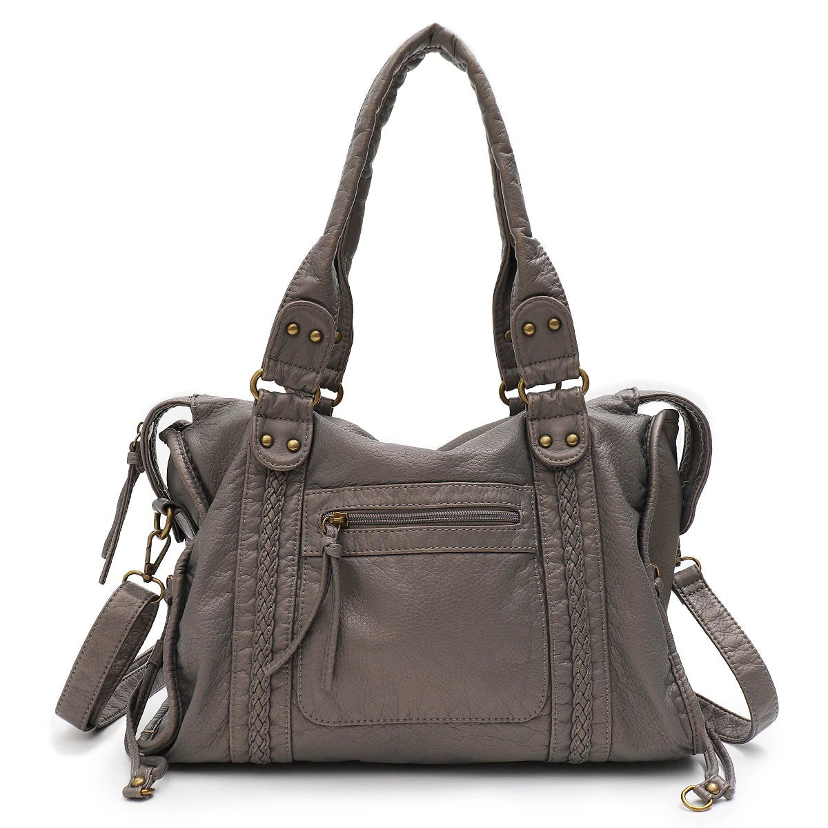 Washed PU Shoulder Tote Bag