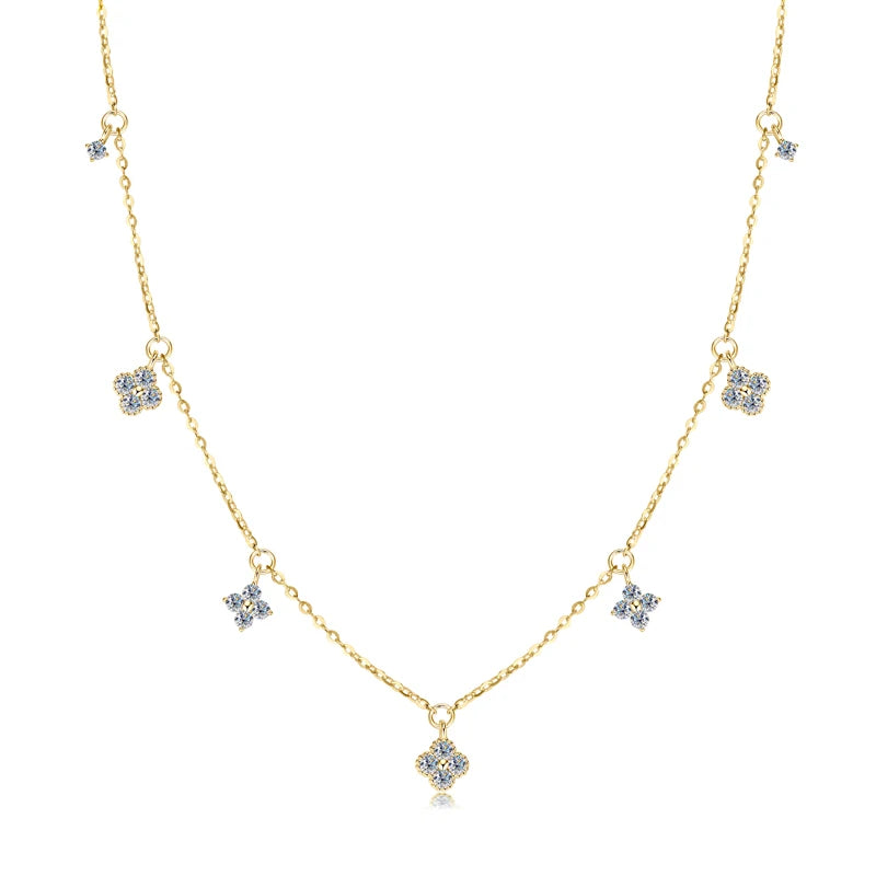 Moissanite Clover Choker Necklace - Elegant Wedding Jewelry