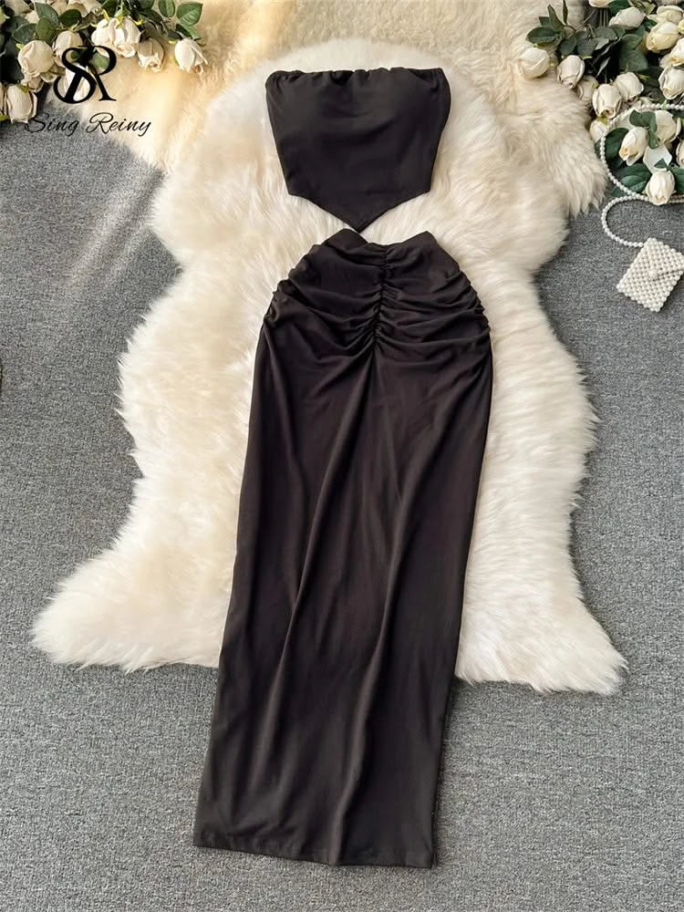 Conjunto playero sin tirantes – Brunch Chic y sexy