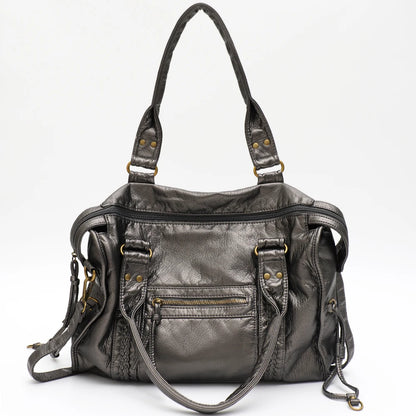 Washed PU Shoulder Tote Bag