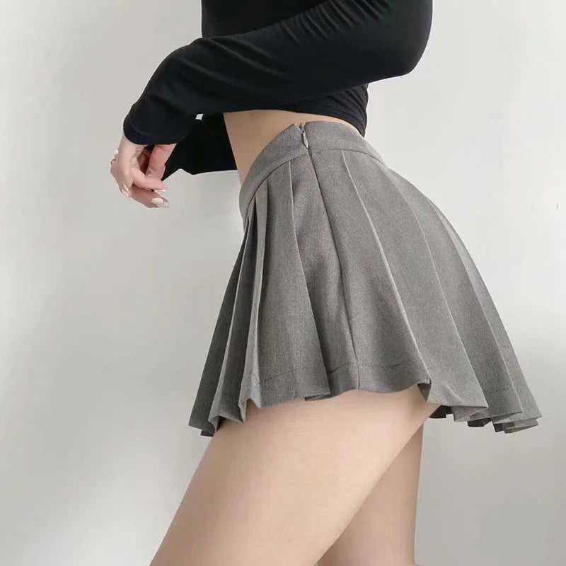 Gray School Girl Pleated Skirt