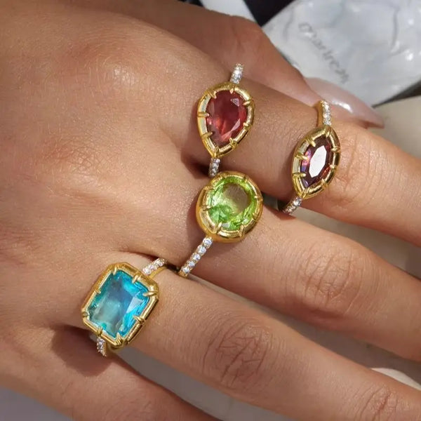 Geometric Zircon Ring