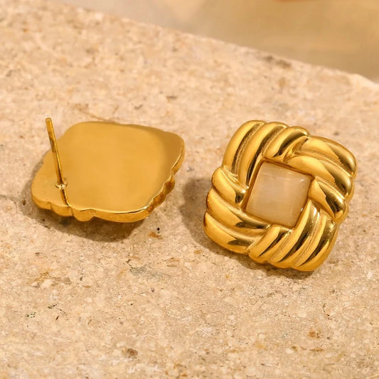 Vintage Cat Eye Earrings - Gold Plated Fashionista Chic - additional view 6
