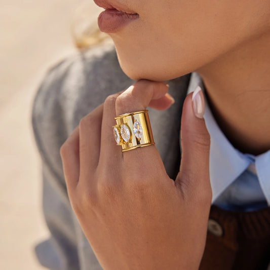 Marquise Crystal Open Ring