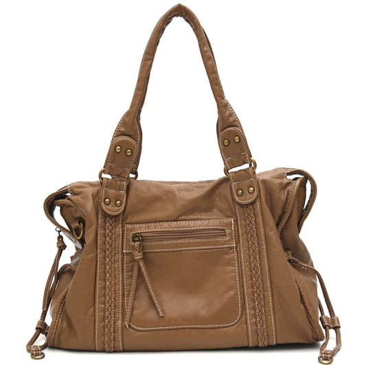 Washed PU Shoulder Tote Bag