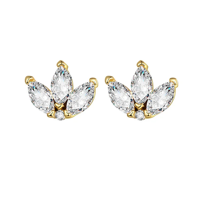 Gold silver color Stud Hoop Earrings for Women Cubic Zirconia Drop Earring Chain Circle earrings 20022 Jewelry