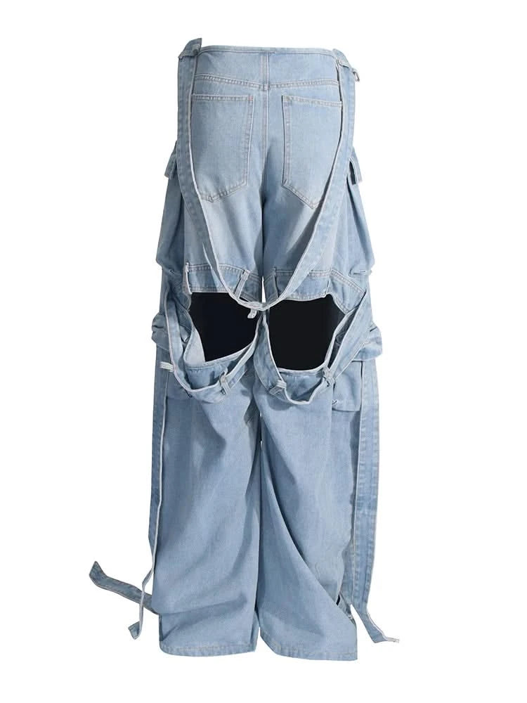 Pantalones cargo de mezclilla para mujer