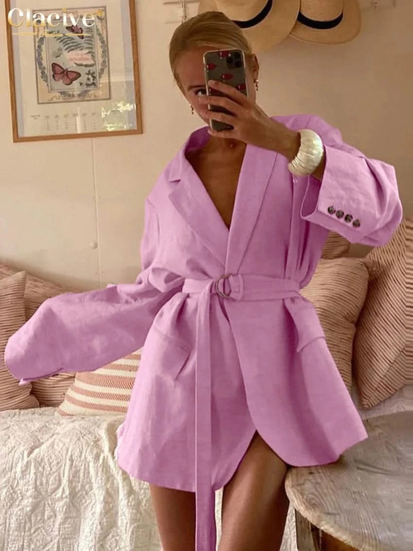 Pink Cotton Suit Jacket - Chic Casual Wear