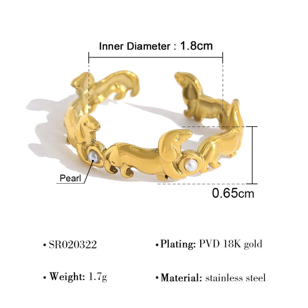 mini dachshund Stainless Steel Animal Ring - main product image